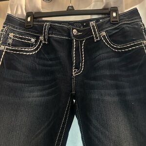 Miss Me Dark Wash Jeans with Contrast Stitching